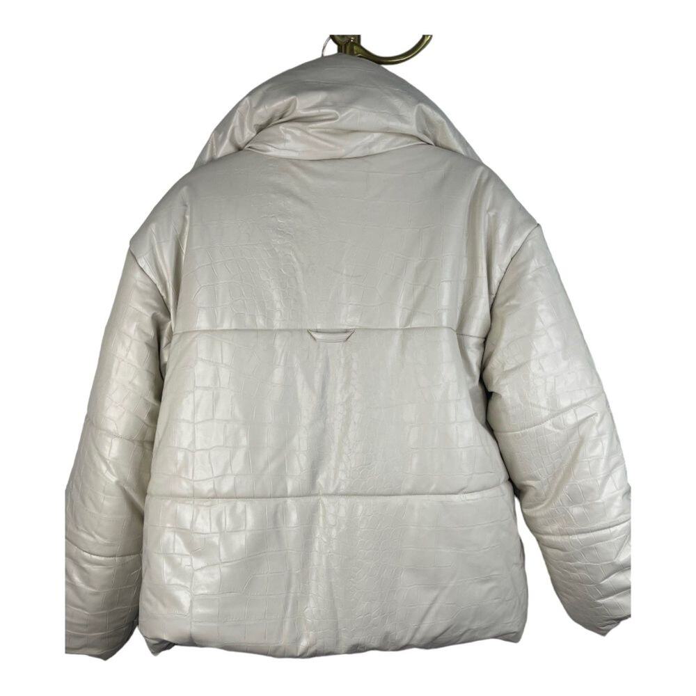 Nanushka Puffer Jacket Quilted Padded Textured Marble Croc Winter Gorpcore XS - Picture 3 of 16